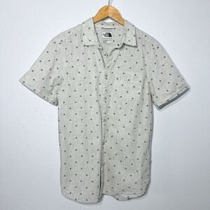 The North Face Short Sleeve Shirt Mens L Space Dye Button Up Tent Casual Cotton
